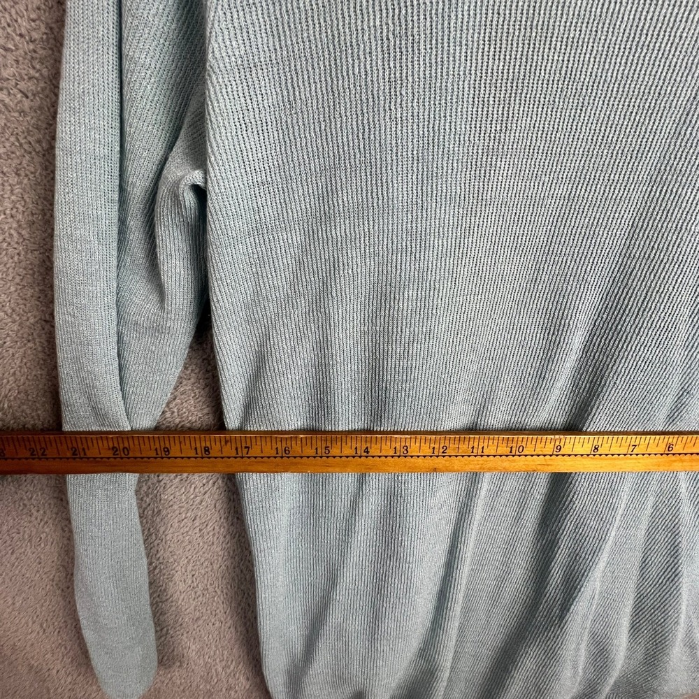 Eileen Fisher Cardigan Sweater XL Linen Blend Ribbed Open Front Lt Blue‎ - Picture 6 of 9